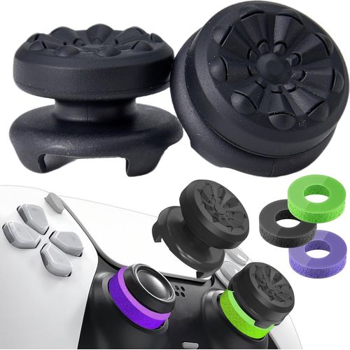 Lkljij-Grip Joystick Pour Ps5 - Fps Capuchons Joystick Pour Ps5 & Ps4 Accessoires Manette 2 Thumbsticks Grips + 3 Anneaux De Précision Controller Thumb À Aide Avec Viser Réduire Pouce Fatigue, Noir