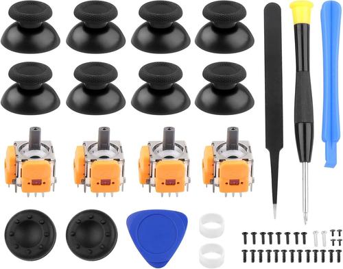 4 Pièces Kit Réparation Joystick PS5, Analogiques 3D pour PS5 Contrôleur, avec 8 Pièces Joystick Thumbstick, Joystick Analogique pour PS5 Manette