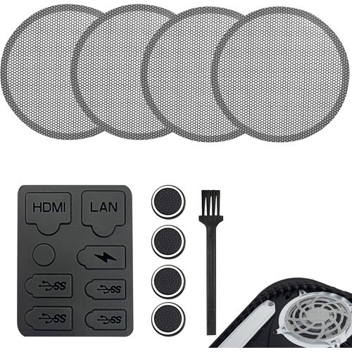 Lkljij-Facade, Ventilateur Kit De Protection Anti-Poussière Pour Ps5 Et Ps5 Slim, Protection Intégrale Avec Brosses De Nettoyage, Compatible Ps5