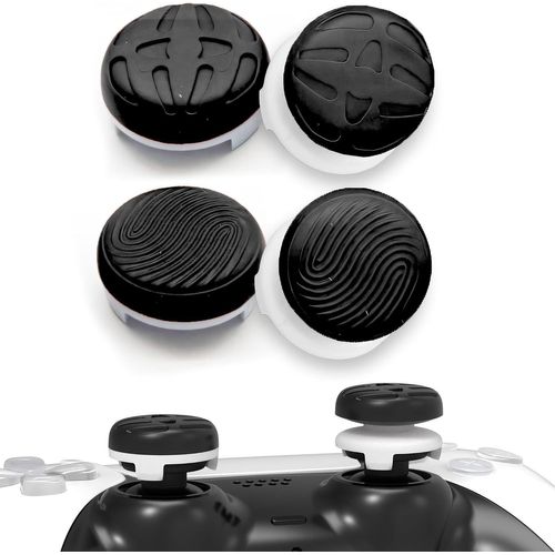 Thumb Grips pour Manette PS4 et pour Manette PS5, 4 Pièces Silicone Capuchon Joystick Grips pour Améliorer Viser, Contrôle et Précision, Réduire Pouce Glisser, Noir