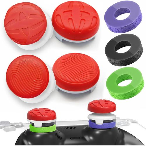 Lkljij-Grip Joystick Ps5 - Fps Thumbsticks Grip Pour Accessoires Manette Ps5 & Ps4, 4 Grip Capuchons Joystick + 3 Anneaux De Précision Controller Thumb À Aide Avec Viser Réduire Pouce Fatigue Rouge