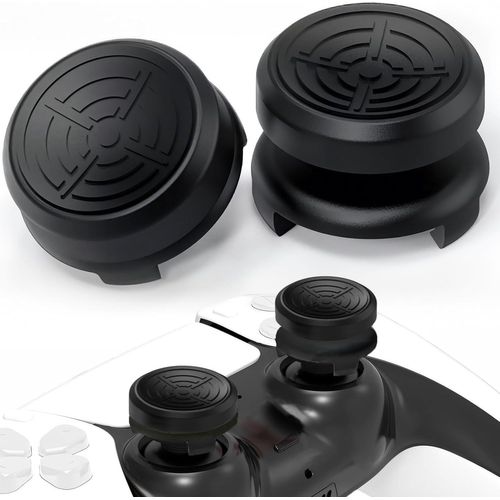 Lkljij-Capuchons Joystick Ps5 - Thumbsticks Grip Pour Ps4 Controller, Grip Manette Ps5 Silicone Caps Accessoires Manette Controller À Aide Avec Viser, Réduire Pouce Fatigue, Noir Onyx 2 Pièces