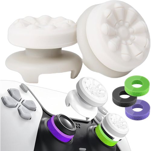 Lkljij-Grip Joystick Pour Ps5 - Fps Capuchons Joystick Pour Ps5 & Ps4 Accessoires Manette 2 Thumbsticks Grip + 3 Anneaux De Précision Controller Thumb À Aide Avec Viser Réduire Pouce Fatigue, Blanc