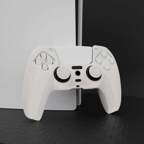 Coque pour ps5 Manette Housse Protection avec Capuchon pour ps5 Grips Joystick Cover Skin Silicone,Pure Série-Blanc
