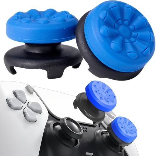 Grip Joystick pour PS5 - FPS Capuchons Joystick pour PS5 & PS4 Accessoires Manette Thumbsticks Grips Controller Thumb Silicone Caps à Aide avec Viser, Réduire Pouce Fatigue, Bleu 2 pièces
