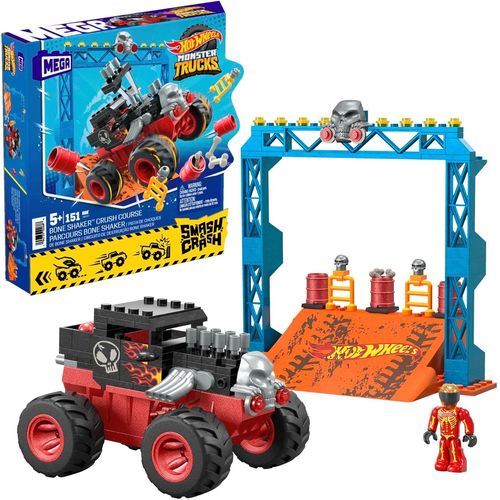 Mega Hot Wheels Coffret De Construction De 151 Pièces Hot Wheels Parcours Bone Shaker Chocs Et Fracas,1 Rampe,Des Obstacles Et 1 Mini-Figurine De Conducteur,Jouet Enfant,Dès 5 Ans,Hkf87