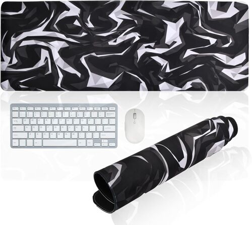 Tapis de Souris Gaming XXL, 800 x 300 x 3 mm Grand Tapis de Souris de Jeu avec Bords Cousus, Tapis de Bureau Antidérapant Imperméable, Motifs Géométriques Sympas, pour Joueurs Bureau Maison