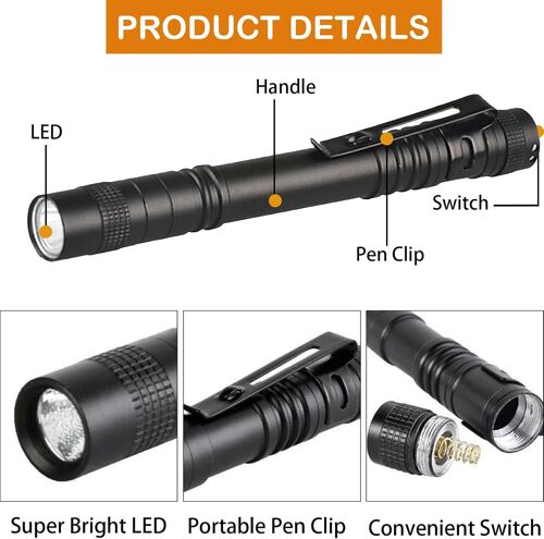 lampe de poche rouge Mini lampe de poche LED rouge avec pince à stylo lampe de poche étanche lampe de poche rouge 13cm pour l'observation des étoiles, vision nocturne (2 Pack-UV)