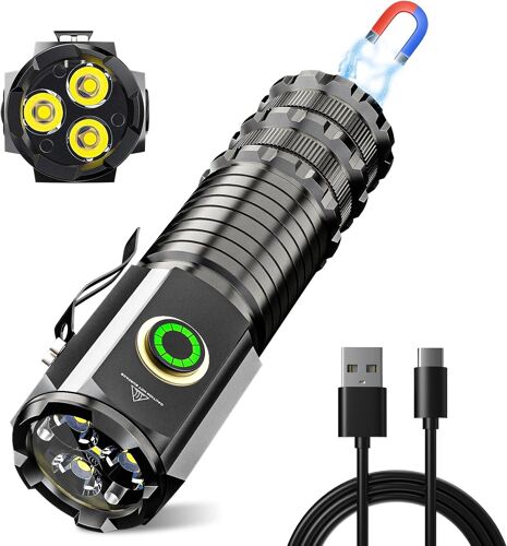 Subzonal-Petite Lampe Torche Rechargeable,5000 Lumens Lampe De Poche Tactique,5 Modes D'éclairage Ipx5 Imperméable,Led A Pile Adaptée Aux Urgences De Camping Et De Randonnée