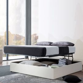 Lit Coffre Ouverture Parallèle Simili Cuir Blanc 140x190 Cm