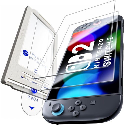 Gjfty-Lot De 2 Films De Protection D'écran En Verre Trempé Pour Nintendo Switch 2 - Accessoires Switch2 2025 - Transparent Hd [Démontage Automatique De La Poussière Sans Bulles] Incassable