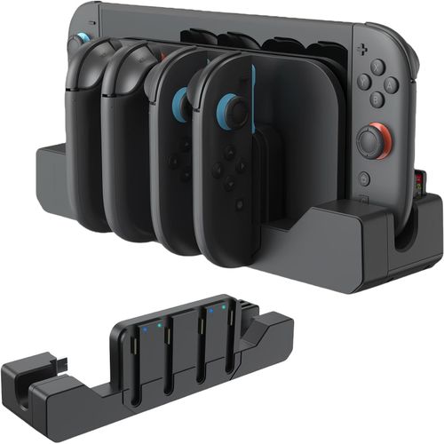 Chargeur Compatible avec Nintendo Switch 2, Station de Charge Magnétique 4-en-1 avec Support Réglable et Indicateur LED, Chargeur de Manettes pour JoyCon Switch 2
