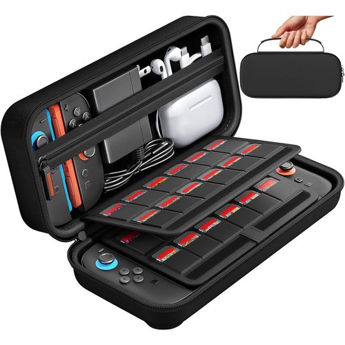 Gjfty-Étui De Protection Compatible Avec Console Nintendo Switch 2, Étui De Transport Rigide Pour Nintendo Switch 2, Étui De Protection Avec Rangement Pour 20 Jeux, Console Et Accessoires - Noir