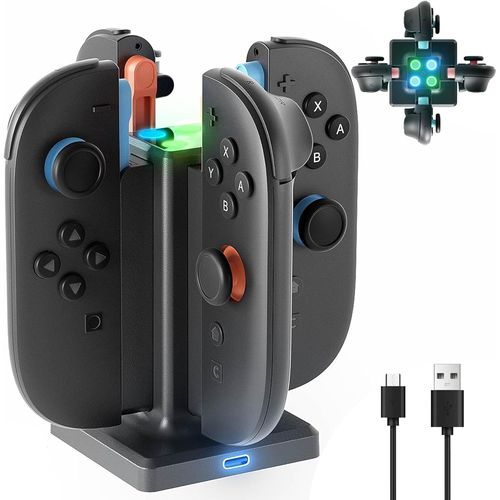 Gjfty-Station De Chargeur Pour Nintendo Switch 2 Joy-Con ¿ Chargeur Magnétique 4 Ports Avec Dock Alimentation Usb-C Indicateur Led ¿ Accessoire Pour Manette Joy-Con Nintendo Switch 2