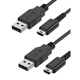 Lot de 2 câbles de charge compatibles avec Nintendo DS Lite-Câble de 1,2 m uniquement pour Nintendo DS Lite-1 A-Noir
