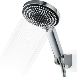 Pommeau De Douche Haute Pression 4 Jets - Économie D'eau, Anti-calcaire, Avec Tuyau 1.5m Et Support - 4