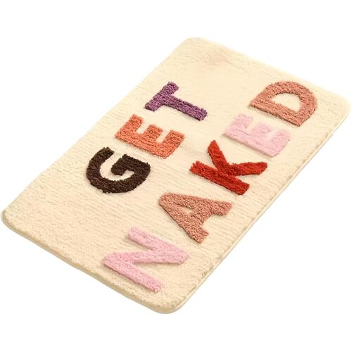 KAL-Tapis De Bain Beige, Antidérapant Et Anti-Moisissure En Microfibre Absorbant L'Eau Et Séchage Rapide, Lavable En Machine, Tapis De Bain Doux Et Moelleux Pour Salle De Bain Et Toilettes (40 X