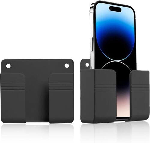 acdsgd-Lot de 2 supports muraux autocollants pour téléphone portable, support de chargeur de téléphone portable, étagère de chevet adhésive pour chargeur, support de télécommande TV universel (noir)