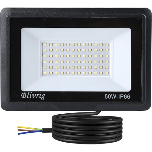Asfasfq-50w Spot Led Extérieur Blanc Chaud 3000k, 5000lm Projecteur Led Exterieur, Ip66 Imperméable Phare Mur, Pour Terrasse, Patio, Chemins, Garage, Jardi