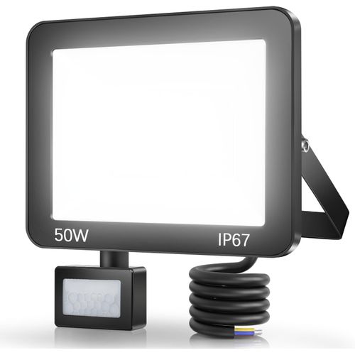 Asfasfq-Projecteur Led Exterieur Detecteur De Mouvement 50w, 72 Leds Spot Led Extérieur Detecteur De Mouvement 5000lm 7000k, Ip67 Etanche Eclairage Exterieur Avec Detecteur Pour Jardin, Patio, Garage