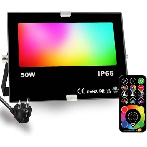 Projecteur Led, Équivalent 400w, Changement De Couleur Rgbw 120 Couleurs, Synchronisation, Projecteurs Extérieurs 4000 Lumens, Blanc Chaud Rgb 2700k, Ip66 Étanche