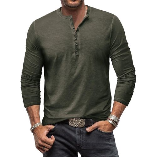 Jfkjg-Tee Shirt Homme Manches Longues Henley T Shirt Manche Longue Homme Slim Fit Coton Pour Homme M-3xl