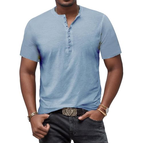 Jfkjg-Tee Shirt Homme Manches Longues Henley T Shirt Manche Longue Homme Slim Fit Coton Pour Homme M-3xl