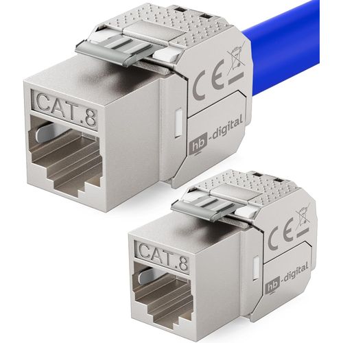 2x Module Keystone RJ45 CAT 8 Métallique Blindé STP-Certifié GHMT-40Gbit/s Sans Outil pour Câble Ethernet LAN,Prise Réseau,Panneau et Baie de Brassage