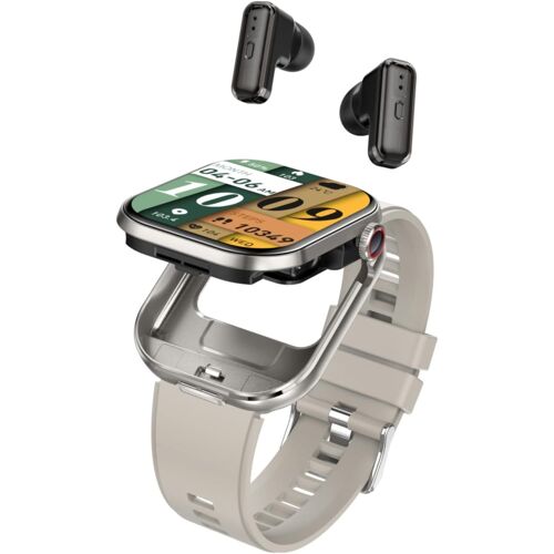 Ulteronixshop-Smartwatch pour Femmes et Hommes, Oreillette Bluetooth, Appel Bluetooth, Fréquence Cardiaque, Pression artérielle, Montre Fitness Tracker pour iOS Android, Grand écran 2.02"" (Argenté)