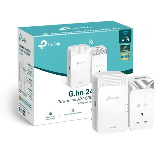 ASFASFq-TP-Link Kit sans fil G.hn2400 Powerline AX1800 Wi-Fi 6, extension de portée/amplificateur Wi-Fi/Hotspot, prise d'alimentation supplémentaire, ports Ethernet 1 + 2 Gigabit, idéal pour HD 8K et