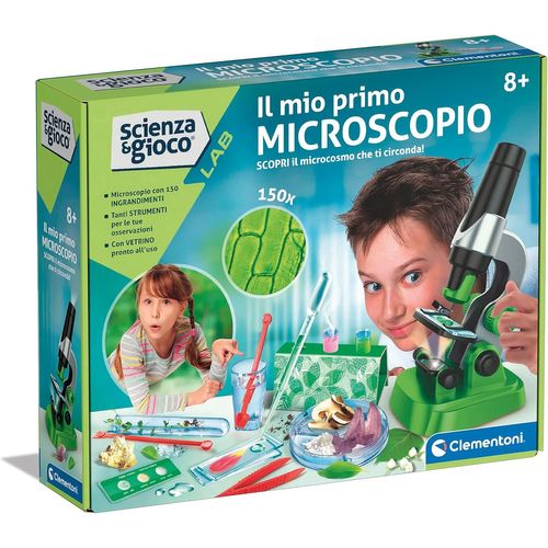 KAAQL-19347-Science Et Jeu Lab-Mon Premier Microscope-Laboratoire Microscope Optique 150X,Expériences Scientifiques Pour Enfants À Partir De 8 Ans (Jeu En Italien),Fabriqué En Italie