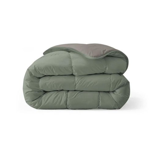 Zelesta Royalbed - Gris Tendre & Vert Pastel - 200x200 Cm - Couette Sans Housse Lavable