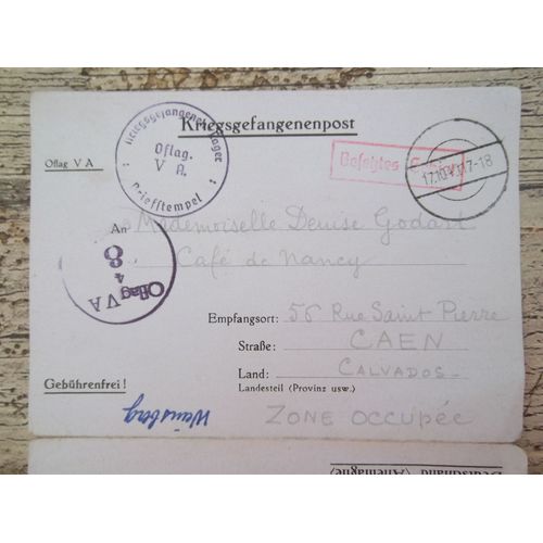 Correspondance Prisonnier 15 Octobre 1940 Oflag V-A Weinsberg Officier