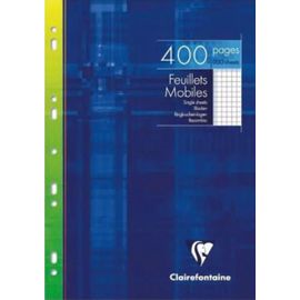 Clairefontaine 1792c _Lot De 4 Étuis De Feuillets Mobiles Perforés - A4 21x29,7 Cm - 4x 400 Pages Petits Carreaux - Papier Blanc 90 G 