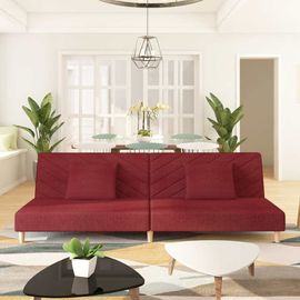 Vidaxl Canapé-Lit À 2 Places Avec Deux Oreillers Rouge Bordeaux Tissu