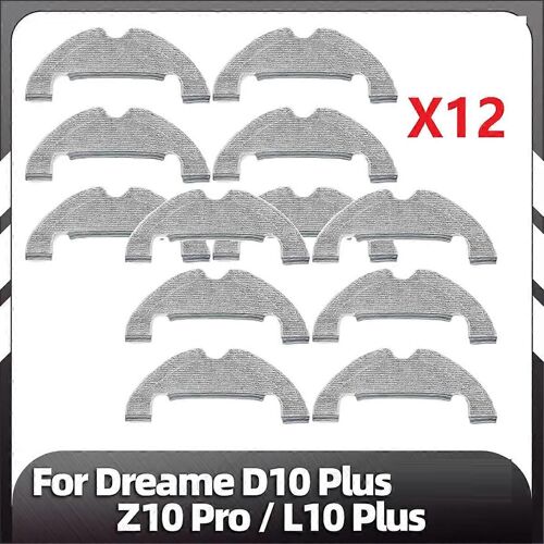 12 pcs Washable Mop Pads for Dreame D10/Z10/L10 Robot Vacuum