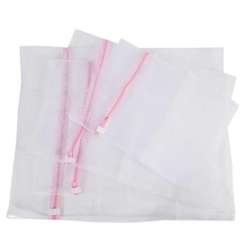 Sac de lavage en filet, 4 sacs à linge à mailles grossières durables avec fermeture à glissière pour vêtements, délicats