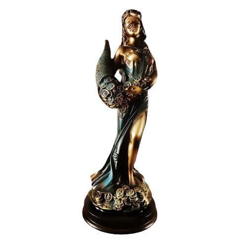 Statue de Fortuna aux yeux bandés,ancienne déesse de la fortune,bleu vintage