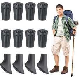 Embout Baton Marche Nordique,12 Pièces Embout Canne De Marche En Caoutchouc,Diamètre De 10-11 Mm,Pièces De Rechange Pour Bâtons De Randonnée Pour Asphalte,Gravier,Montagnes,Randonnée-Noirs