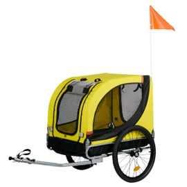 Dunlop Remorque Vélo Chien Pliable - Remorque Chien Velo Max. 40 Kg - Remorque De Vélo Pour Vos Animaux De Compagnie - Cariole Velo Chien 75 X 52 X 65 Cm - Chariot Velo Chien - Jaune/Noir