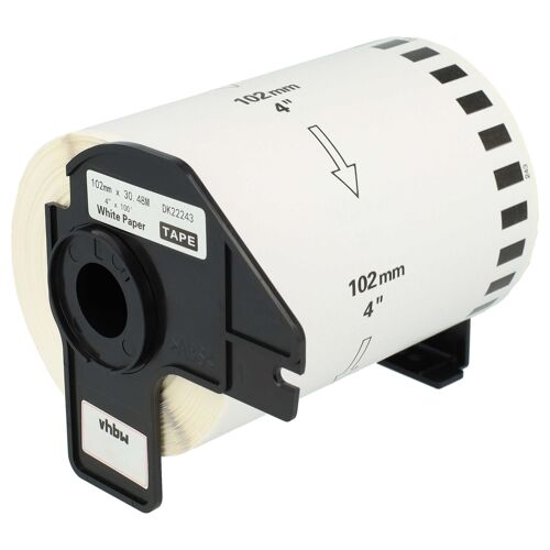 vhbw Rouleau d'étiquettes + support 102mm x 30,48m (1 étiquette) compatible avec Brother PT QL650TD, QL-700, QL-710 étiqueteuse blanc