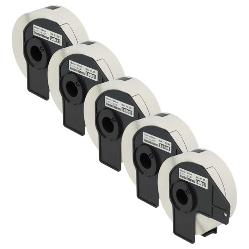 vhbw 5x Rouleau d'étiquettes + support 29mm x 90mm (400 étiquettes) compatible avec Brother PT QL-650, QL650TD, QL-700 étiqueteuse blanc