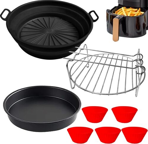 Moleath Accessoires Air fryer,Compatible pour Philips Essential 4.1L(HD9252, HD9255), Air fryer Silikon Pot Set,Moule en silicone Plaque à pizza Gril Moules à muffins 4pcs Accessoires friteuses à air
