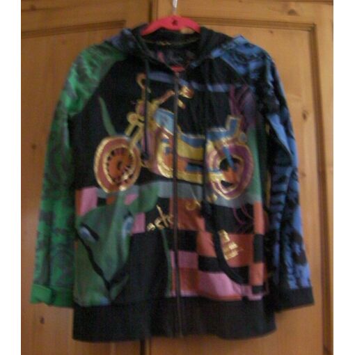 Pull Desigual Taille M - Motif Graphique Multicolore, Coton, Manches Longues, Occasion Très Bon état
