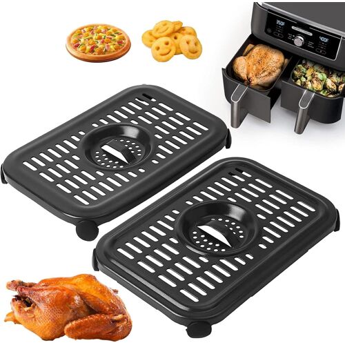 Lot de 2 pièces de rechange pour friteuse à air Ninja Foodi DZ090 6QT DZ201 DZ100 8QT DualZone, accessoires de friteuse à air antiadhésif de qualité alimentaire, passe au lave-vaisselle