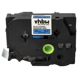 vhbw Ruban compatible avec Brother PT H500LI, P750TDI, P700, P750 imprimante d'étiquettes 8m x 18mm Noir sur Bleu, extraforte, laminée