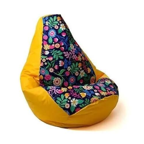 Pouffe - Go Gift - Sako - Impression Poire Jaune-Fleur - Xxl 140 X 100 Cm - 1 Place