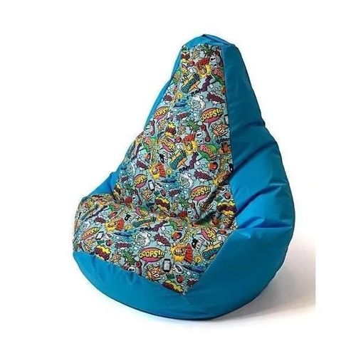 Sac Pouf - Go Gift - Sako - Imprimé Poire - Rayures Bleues - L 105 X 80 Cm