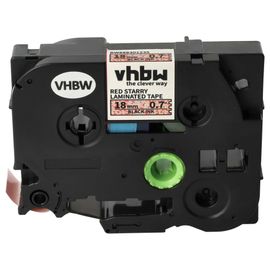 vhbw Ruban remplacement pour Brother TZE-441L1 pour imprimante d'étiquettes 8m x 18mm Noir sur Rouge paillettes, laminée