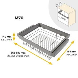 Kit Panier En Fils D'acier + Cadre Pour Dressing Quartz - Finition Titane - Module 700 Mm Emuca